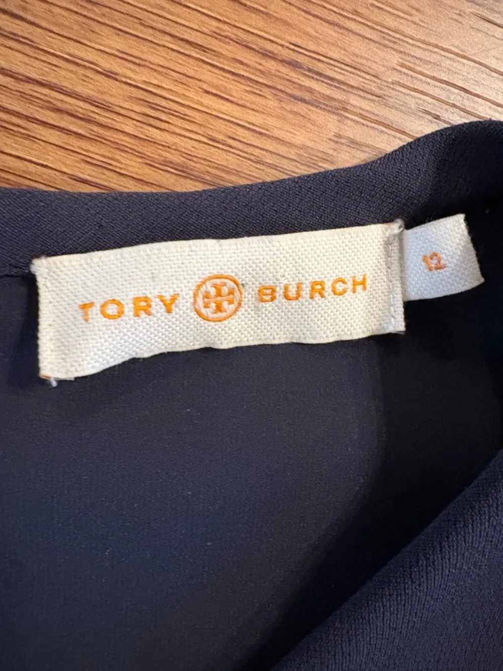 Tory Burch Navy Fit & Flare Dress Size 12 Sleeveless Pockets Lined
